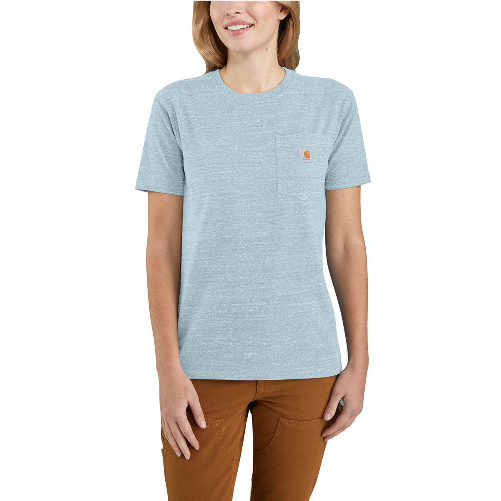 Carhartt Iconic Womens K87 Workwear Pocket T Shirt Tourmaline Snow Heather