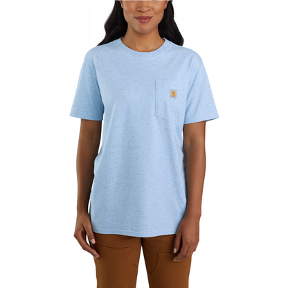 Carhartt Iconic Womens K87 Workwear Pocket T Shirt Powder Blue Nep
