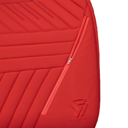Red - integrated zip pocket detail