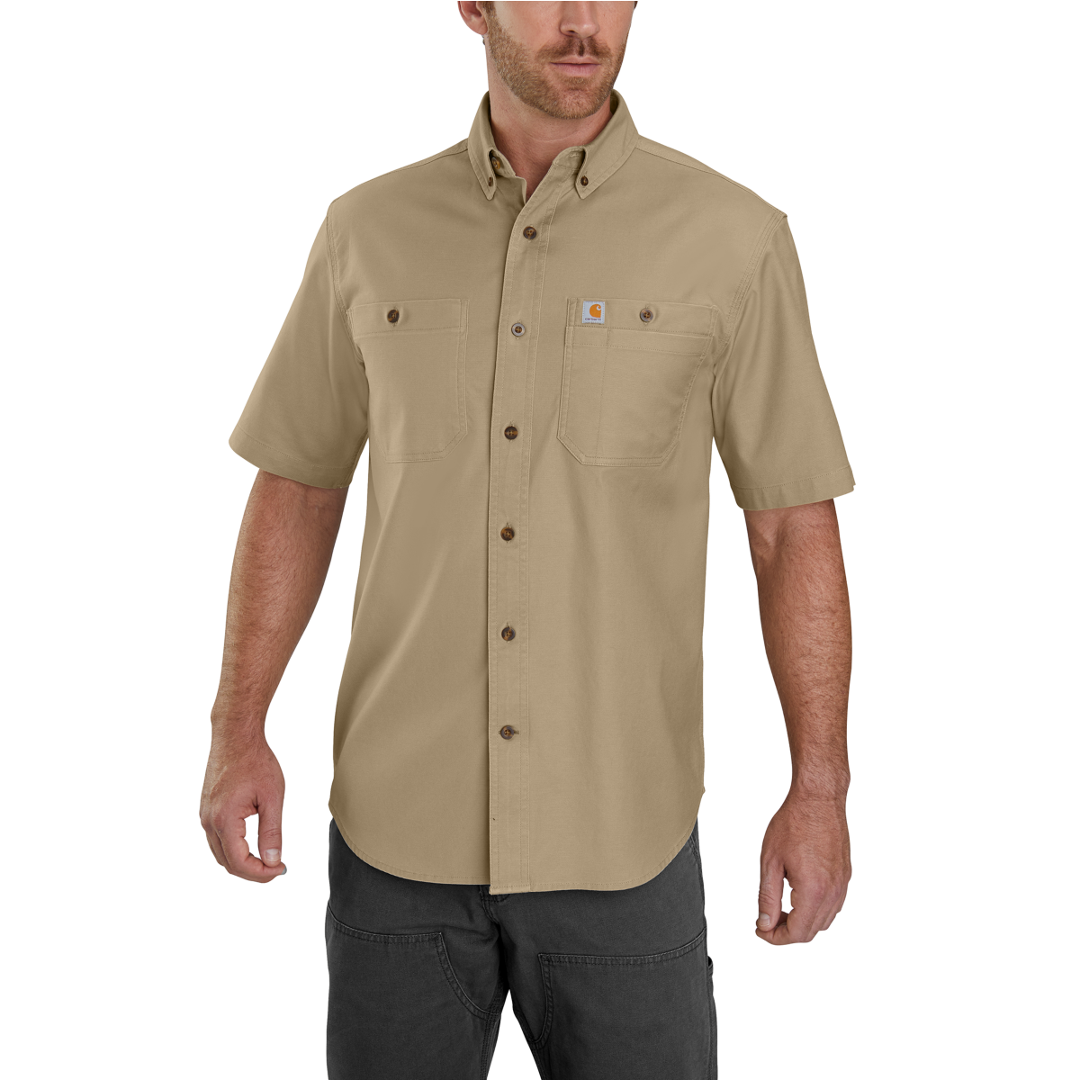 Carhartt Rigby Solid Short Sleeve Shirt in Dark Khaki