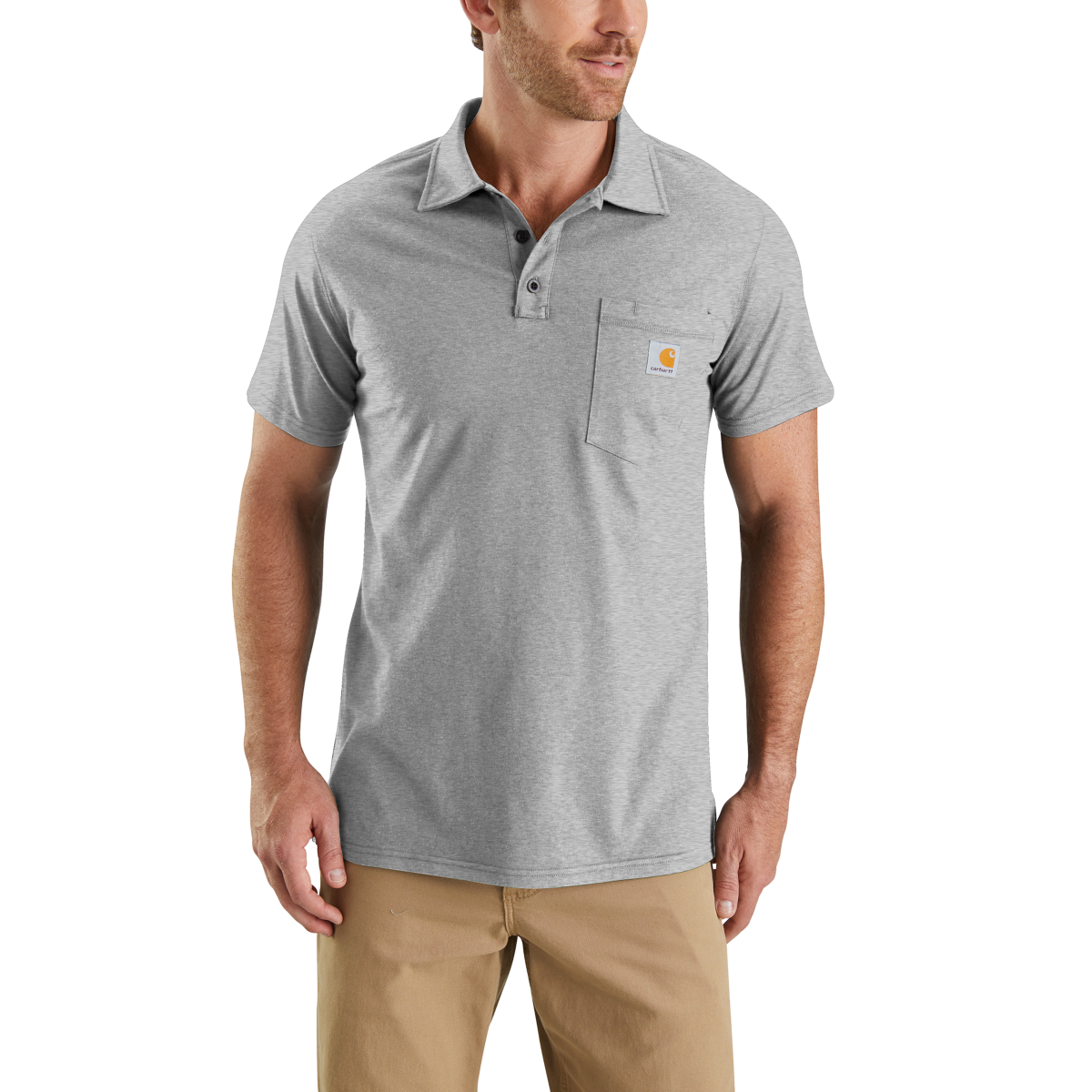 Carhartt Force Cotton Delmont Pocket Polo in Black