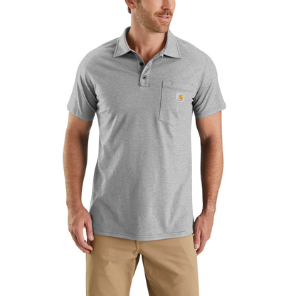 Carhartt Force Cotton Delmont Pocket Polo in Black