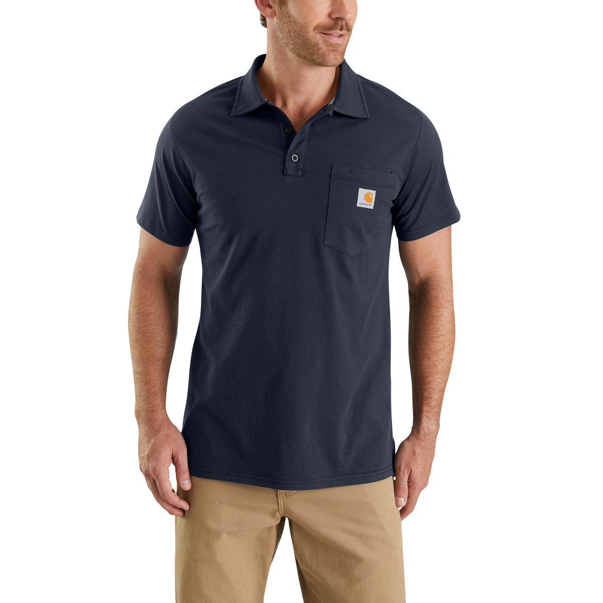 Carhartt Force Cotton Delmont Pocket Polo in Black