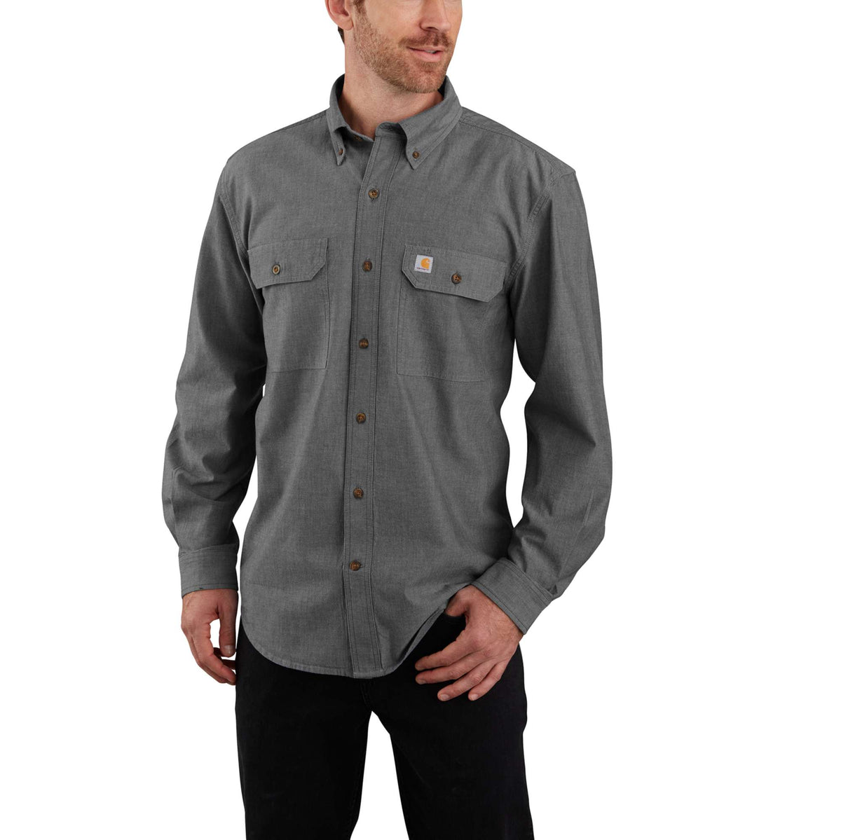 Carhartt Long Sleeve Midweight Chambray Shirt - Black Chambray