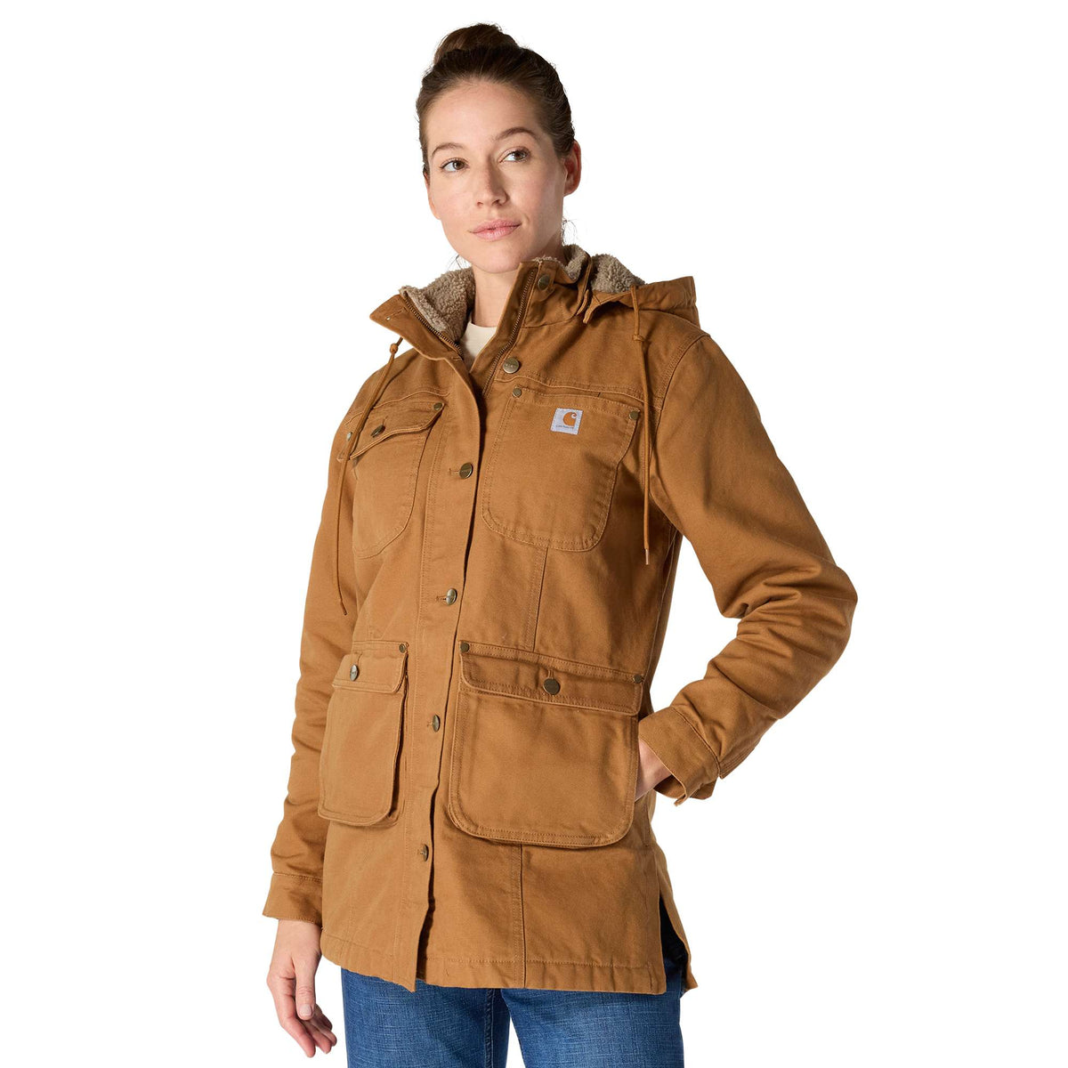 Carhartt Womens Loose Fit Weathered Duck Coat - Carhartt Brown