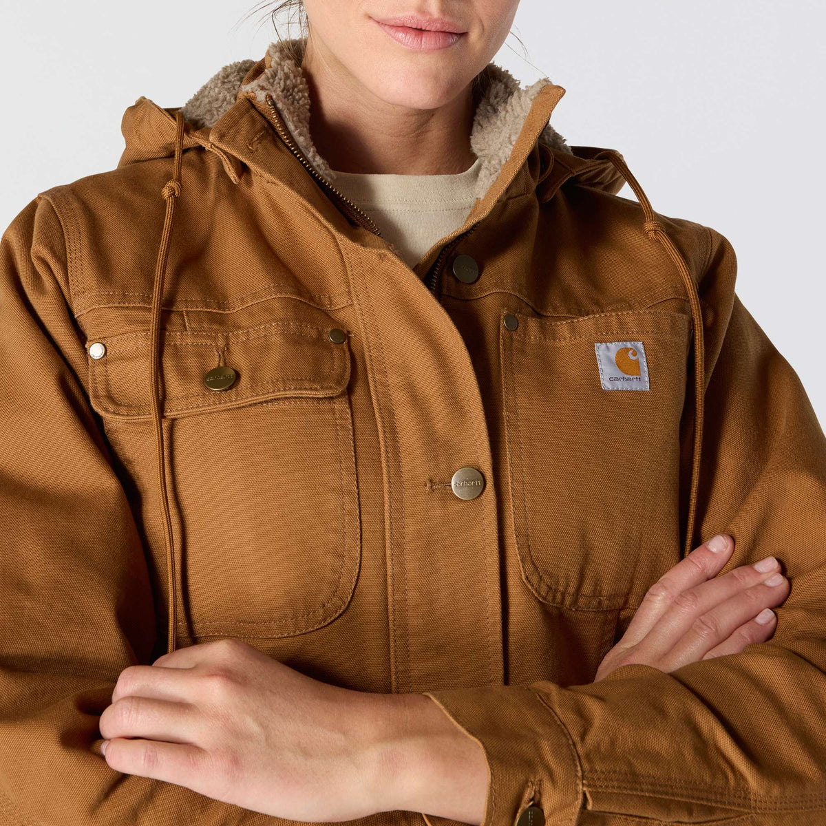 Carhartt Womens Loose Fit Weathered Duck Coat - Carhartt Brown