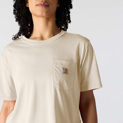 Carhartt Womens Loose Fit Lightweight Short Sleeve Pocket T-Shirt - Oat Milk Heather