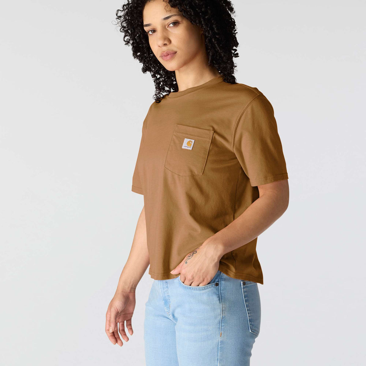 Carhartt Womens Loose Fit Lightweight Short Sleeve Pocket T-Shirt - Carhartt Brown