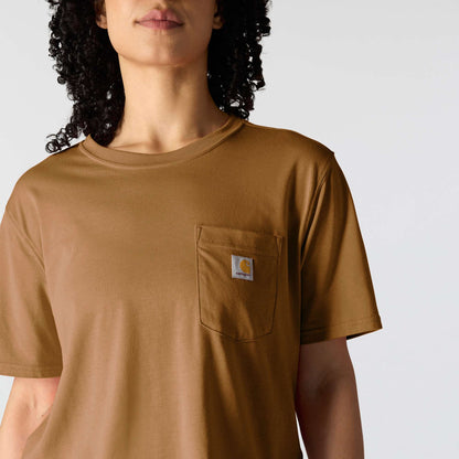 Carhartt Womens Loose Fit Lightweight Short Sleeve Pocket T-Shirt - Carhartt Brown