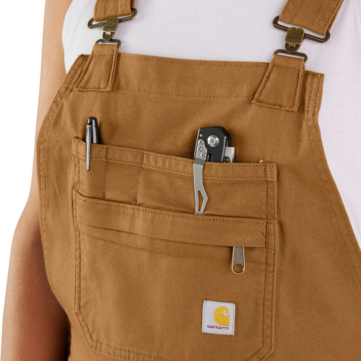 Carhartt Womens Rugged Flex Canvas Shortall - Carhartt Brown