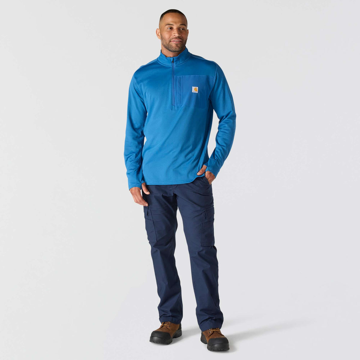 Carhartt FORCE Relaxed Fit Mock Neck Half Zip T-Shirt - Dark Horizon Blue