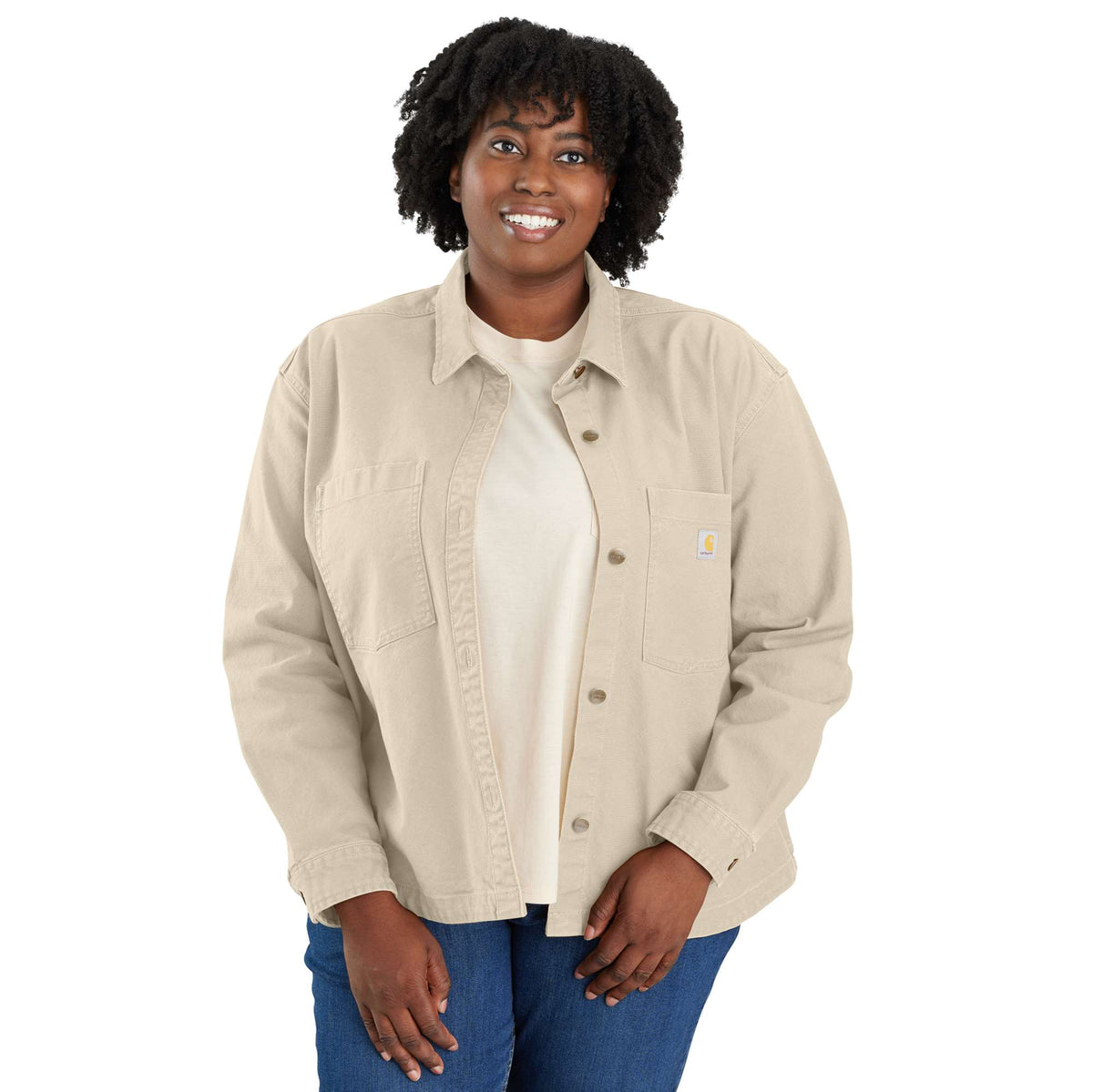 Carhartt Womens Loose Fit Heavyweight Duck Overshirt - Oat Milk