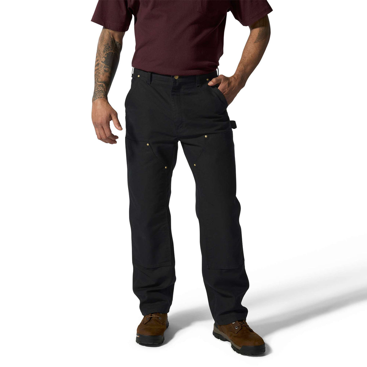 Carhartt Iconic Loose Fit Firm Duck Double Front Utility Work Pant - Black/Grey