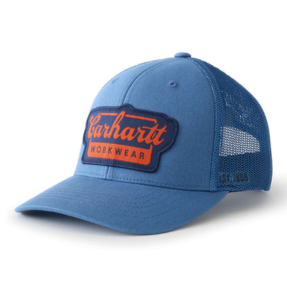 Carhartt Rugged Flex Twill Mesh Back Script Patch Cap - Dark Tranquil Blue