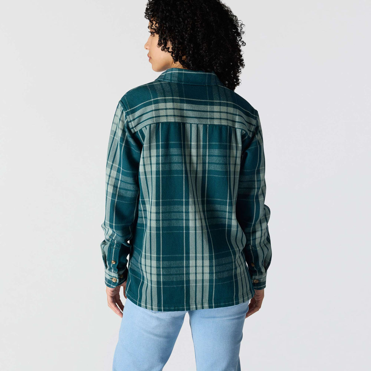 Carhartt Womens TENCEL Fibre Series Loose Fit Twill Plaid Shirt - Greenstone