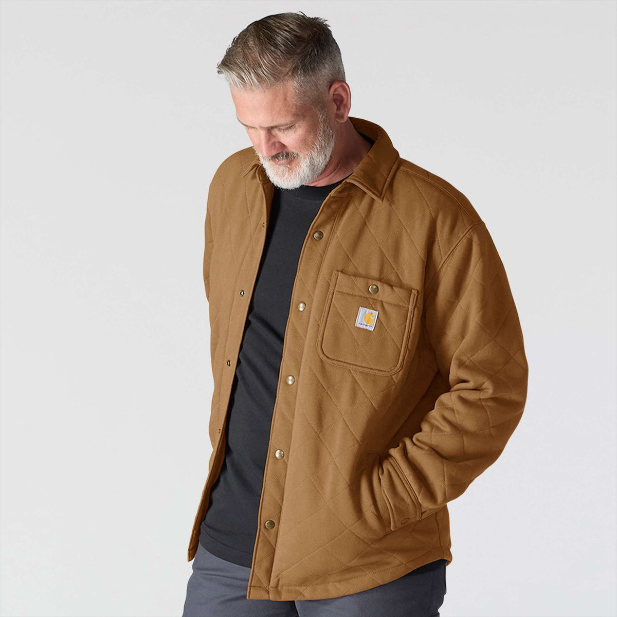 Carhartt Rain Defender Loose Fit Heavyweight Quilted Shirt Jacket - Carhartt Brown