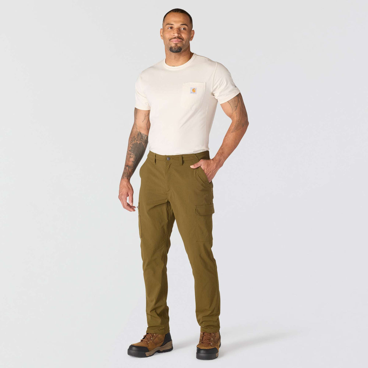 Carhartt Relaxed Tapered Force Ripstop Cargo Work Pant - Burnished Logs