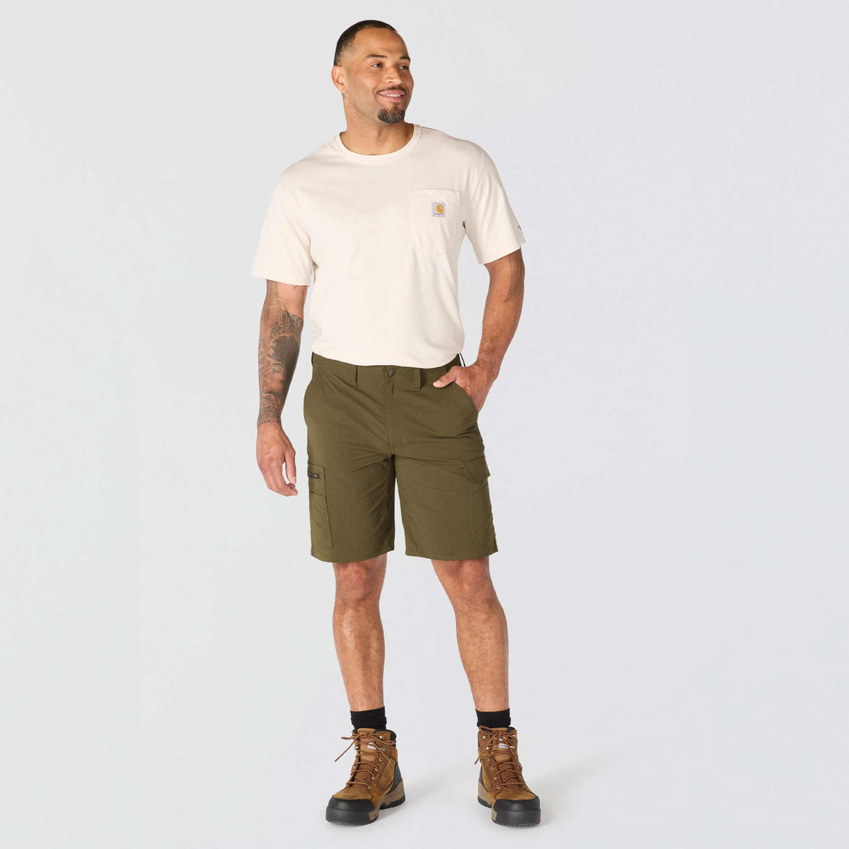 Carhartt Relaxed Fit 10-Inch Force Ripstop Cargo Work Short - Burnished Logs