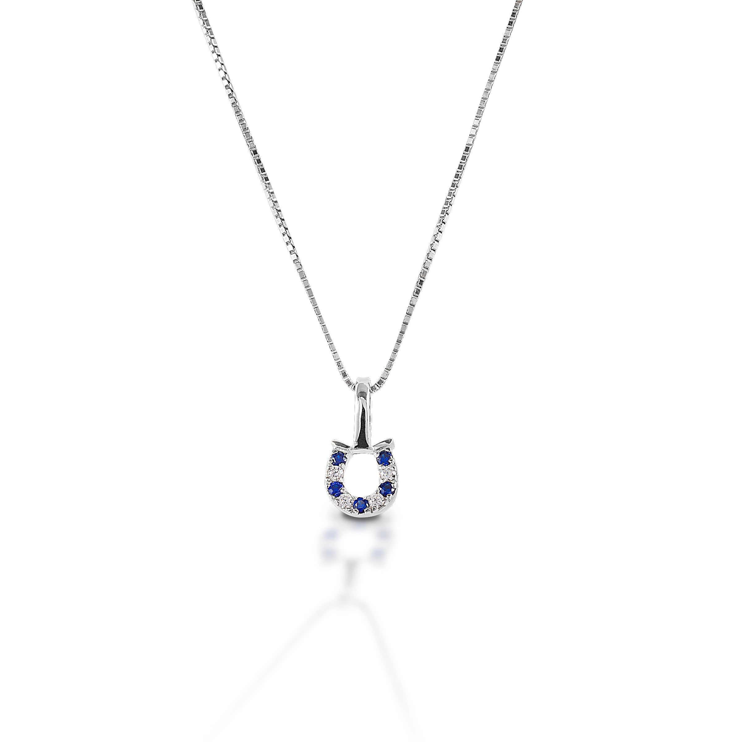 Kelly Herd Necklace Blue &amp; Clear Horseshoe