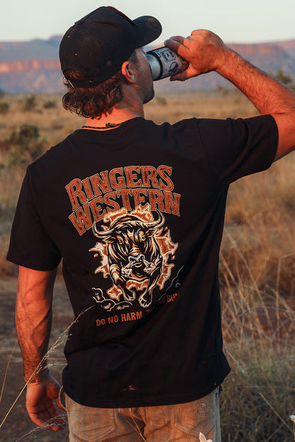 Ringers Western Do No Harm Take No Bull Mens Loose Fit T-Shirt