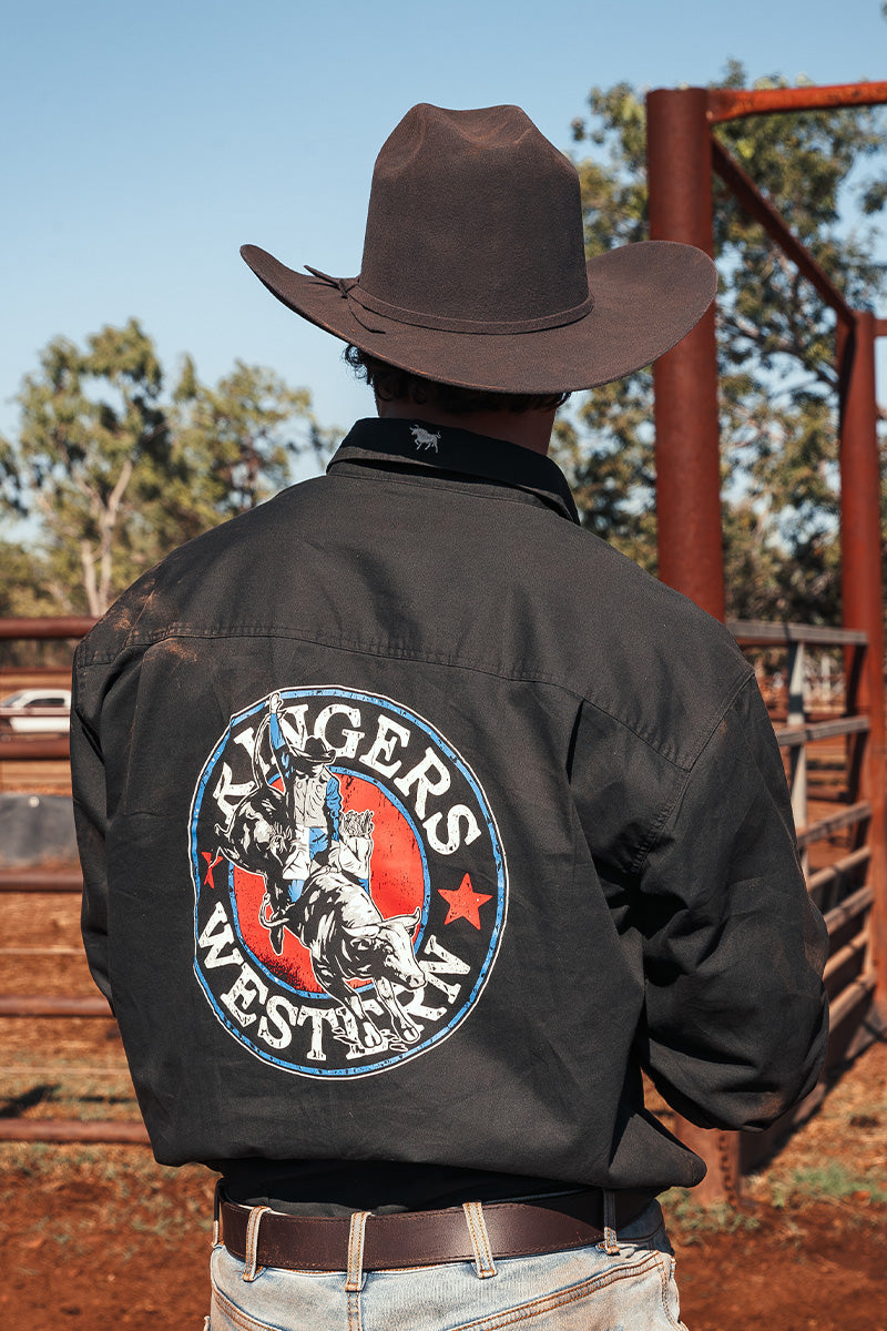 Ringers Western 8 Seconds Mens Half Button Work Shirt