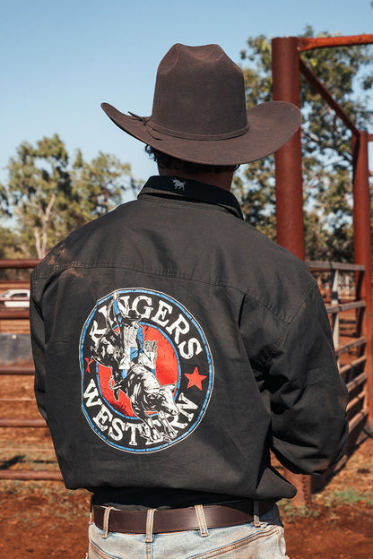 Ringers Western 8 Seconds Mens Half Button Work Shirt