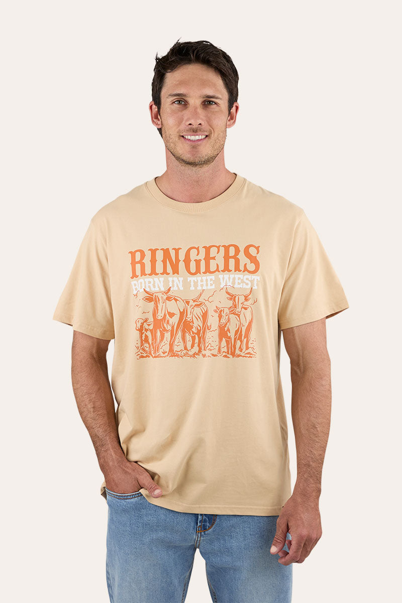 Rigers Western Born In The West Mens Loose Fit T-Shirt
