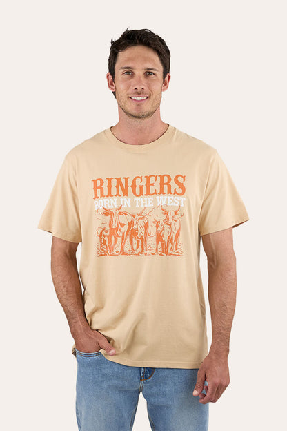 Rigers Western Born In The West Mens Loose Fit T-Shirt