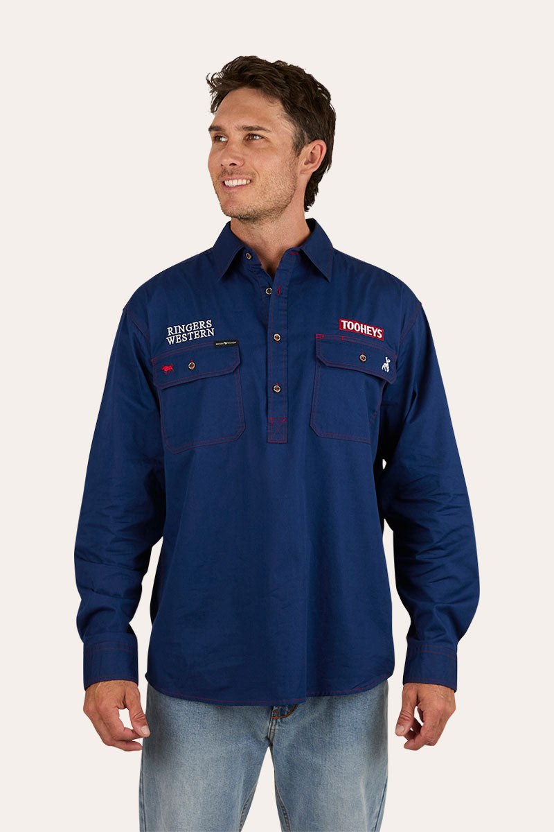 Tooheys X Ringers Mens Long Sleeve Half Button Work Shirt