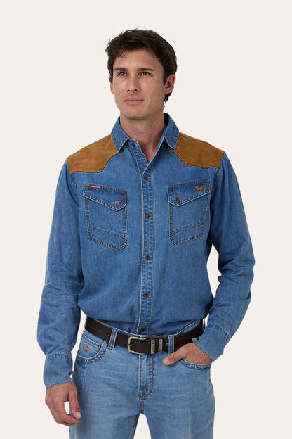 Ringers Western Wallace Mens Faux Suede Trim Shirt