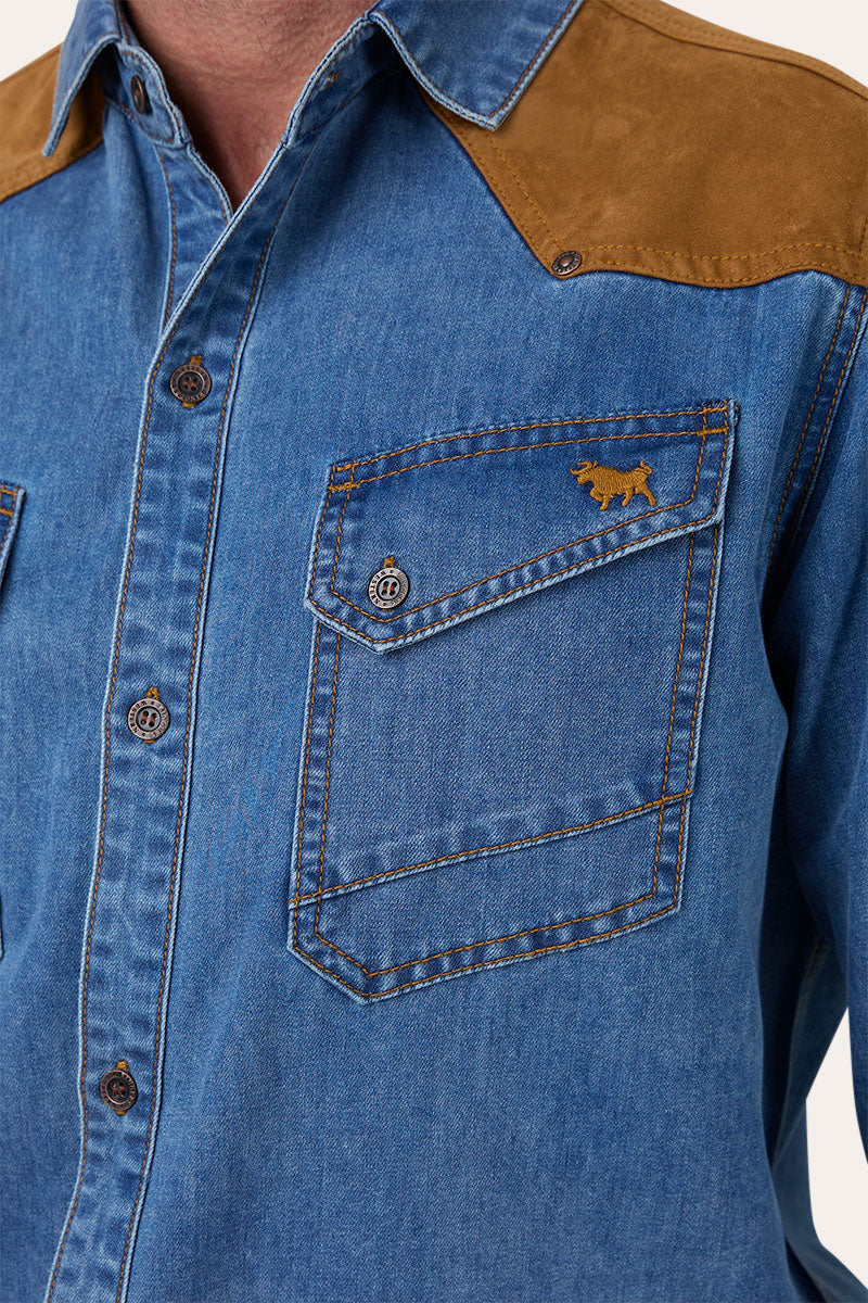Ringers Western Wallace Mens Faux Suede Trim Shirt