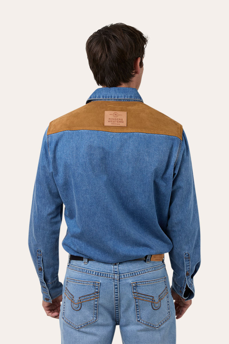 Ringers Western Wallace Mens Faux Suede Trim Shirt