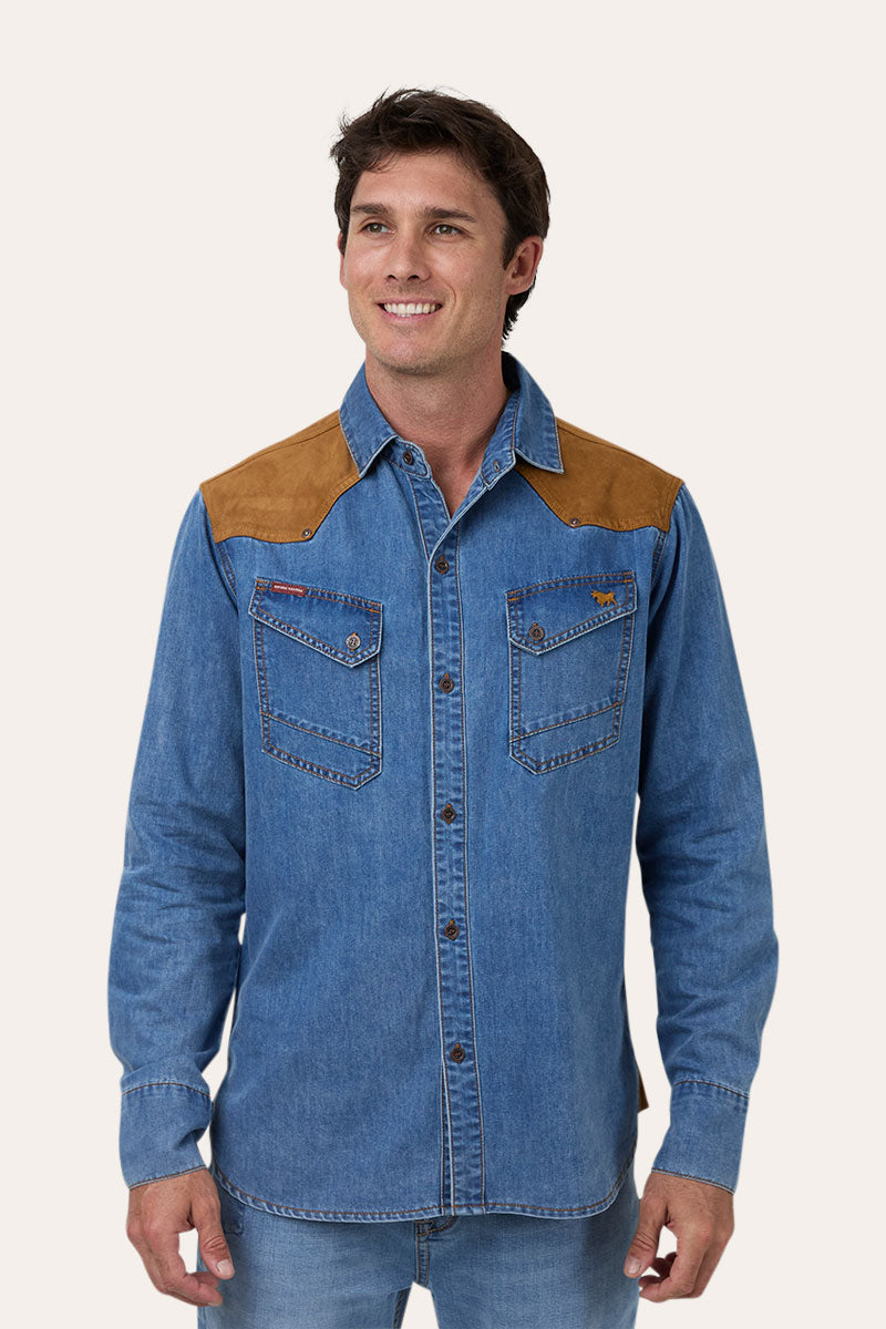 Ringers Western Wallace Mens Faux Suede Trim Shirt