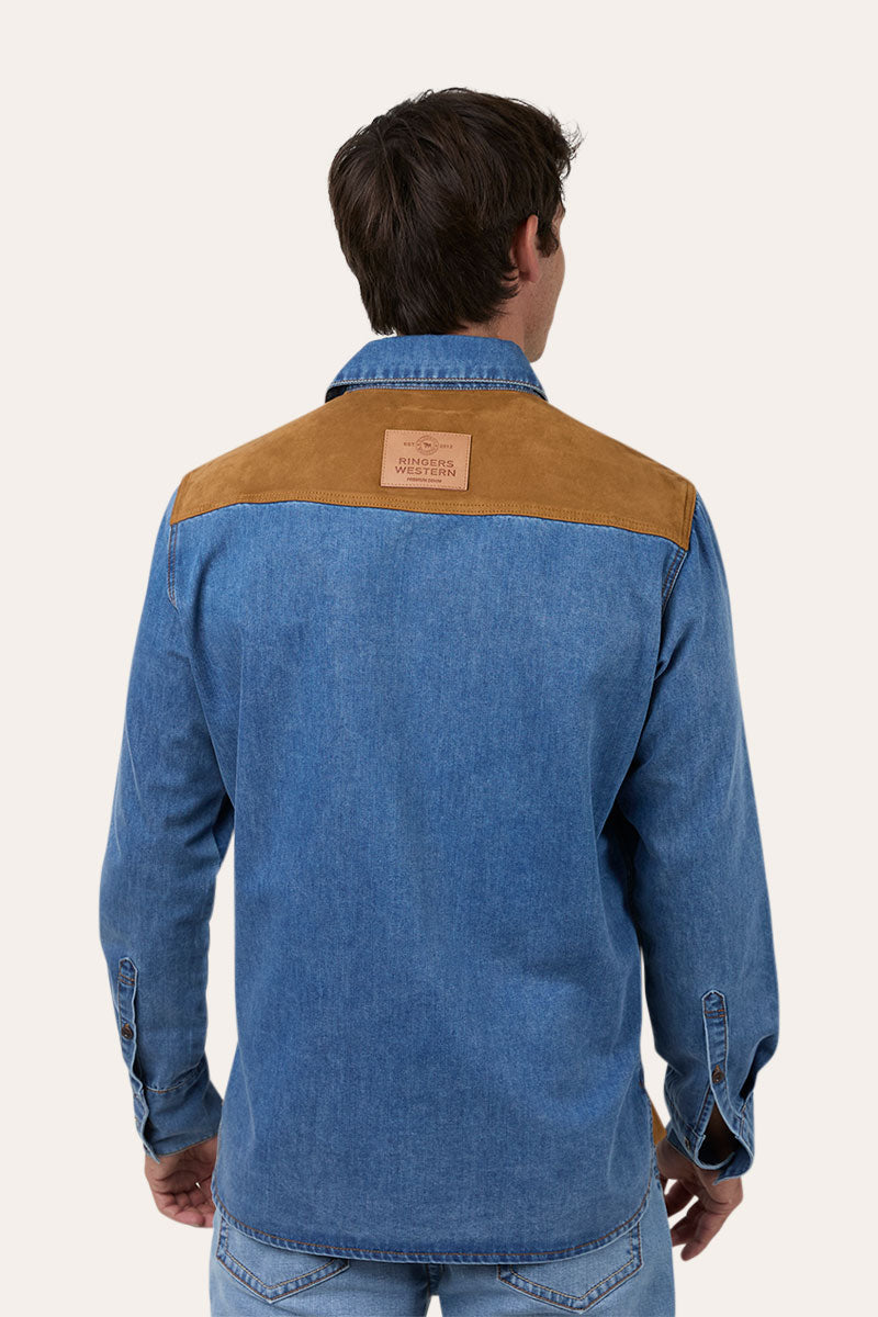 Ringers Western Wallace Mens Faux Suede Trim Shirt