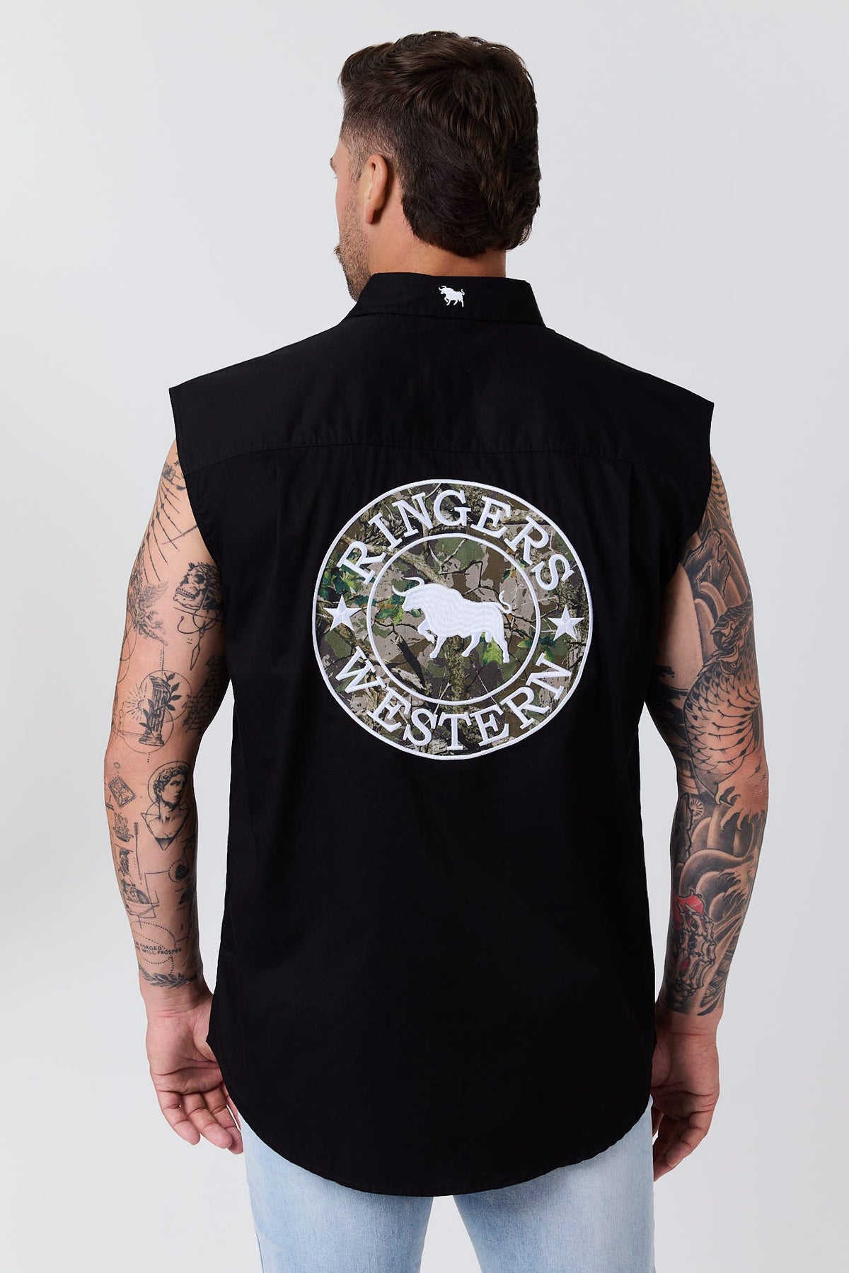 Ringers Western Hawkeye Mens Sleeveless Full Button Workshirt