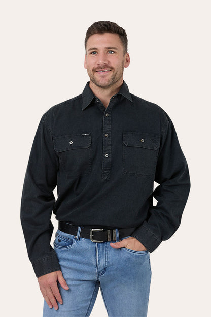 Ringers Western King River Rugged Mens Half Button Work Shirt