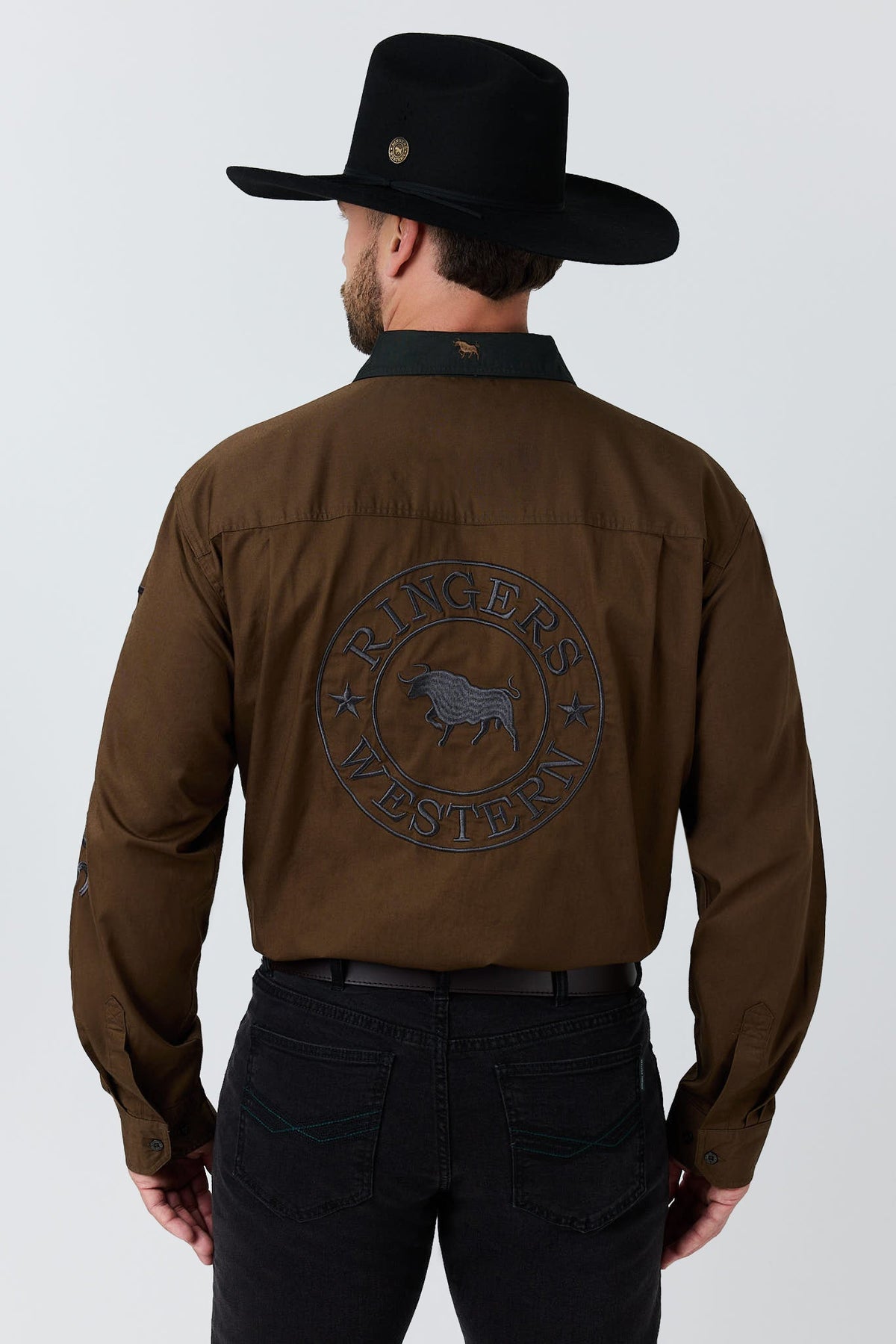 Ringers Western Hawkeye Mens Contrast Collar Full Button Work Shirt