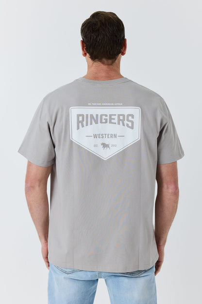 Ringers Western New Squadron Mens Loose Fit T-Shirt in Grey / White - back