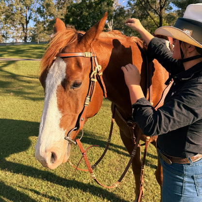 Ezy Ride Bridle Brow with Rawhide Knots and Buckles