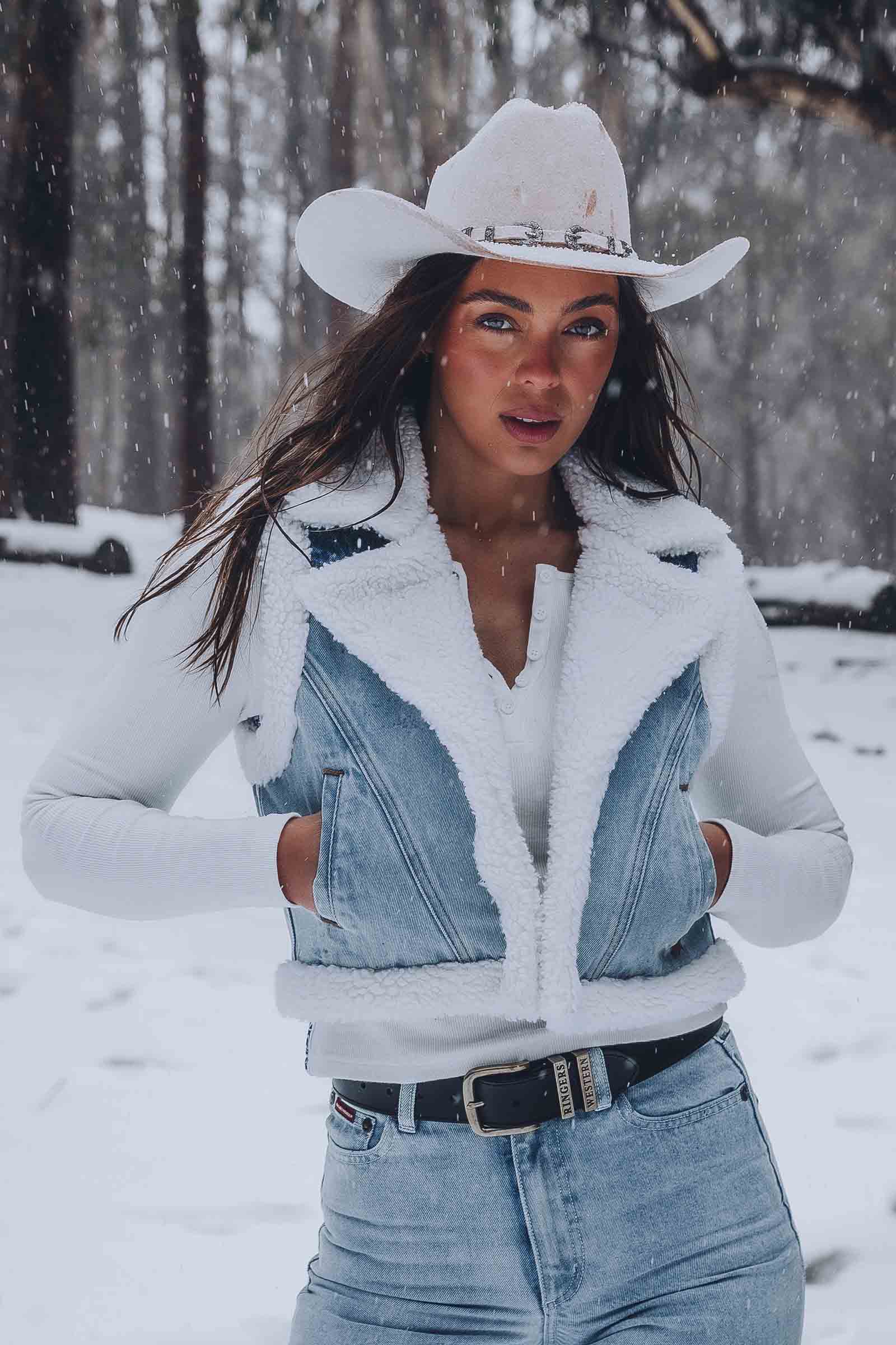 Ringers Western Amaya Womens Denim Sherpa Vest