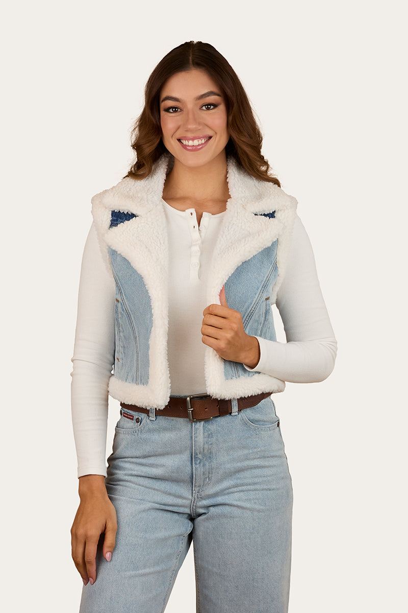 Ringers Western Amaya Womens Denim Sherpa Vest