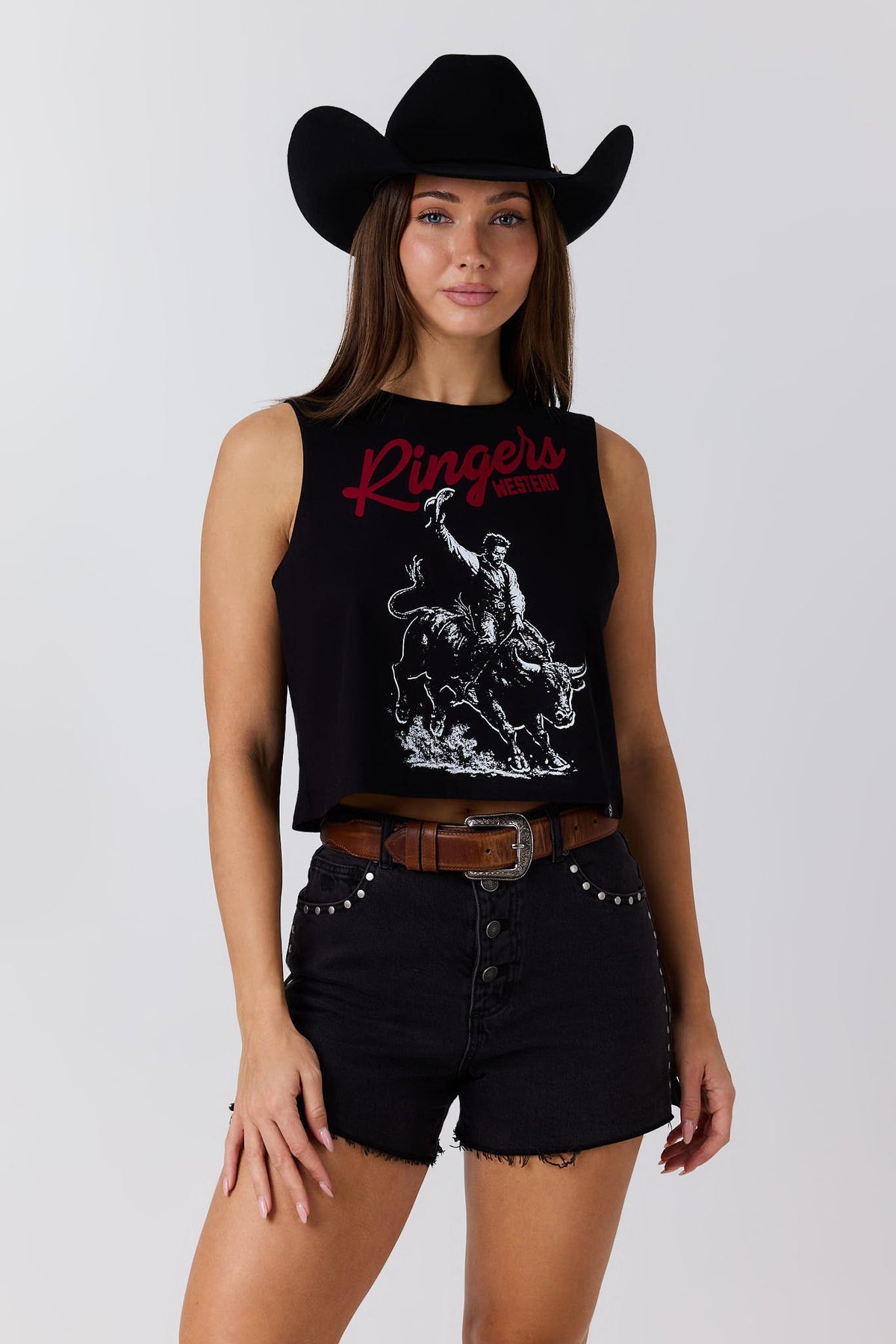 Ringers Western Bull Ride Womens Muscle Tank