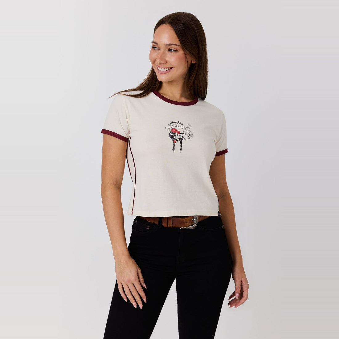 Ringers Western Cowboy Killer Womens Ringer T-Shirt