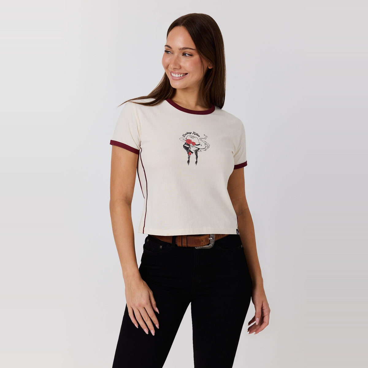 Ringers Western Cowboy Killer Womens Ringer T-Shirt