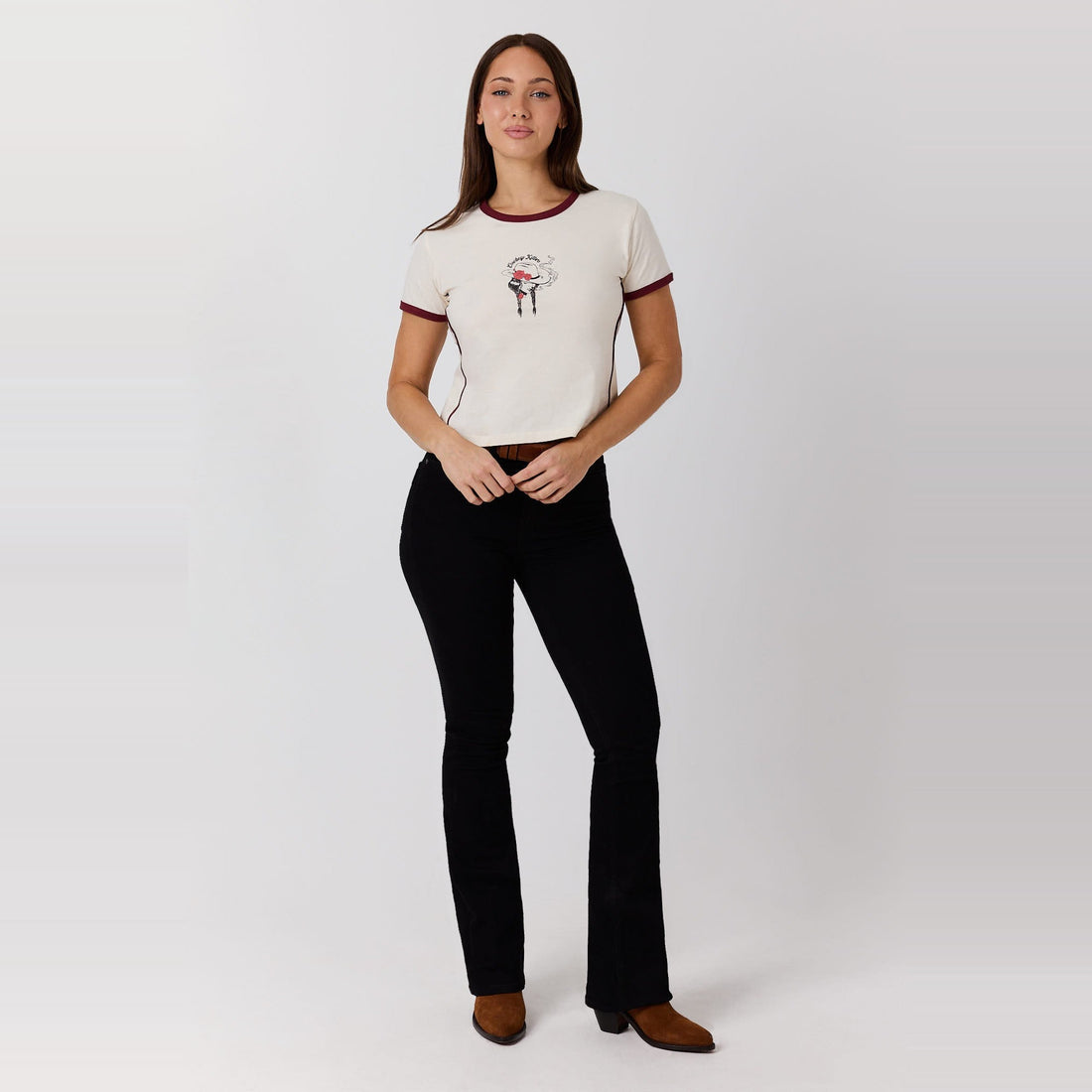 Ringers Western Cowboy Killer Womens Ringer T-Shirt