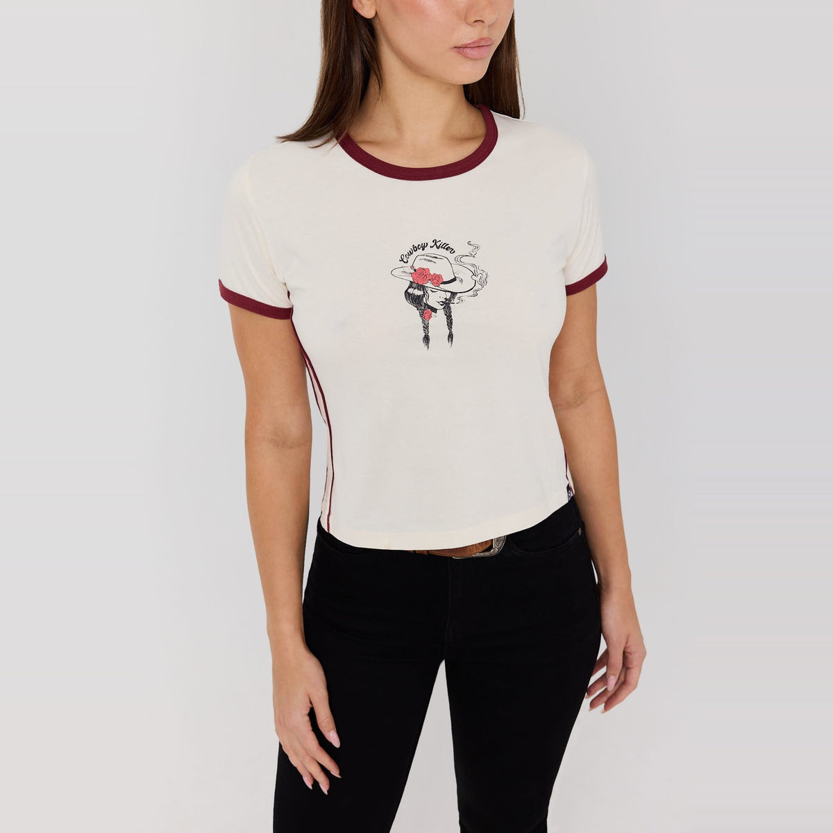 Ringers Western Cowboy Killer Womens Ringer T-Shirt