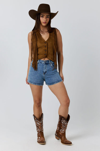 Ringers Western Nashville Womens Faux Suede Trim Short
