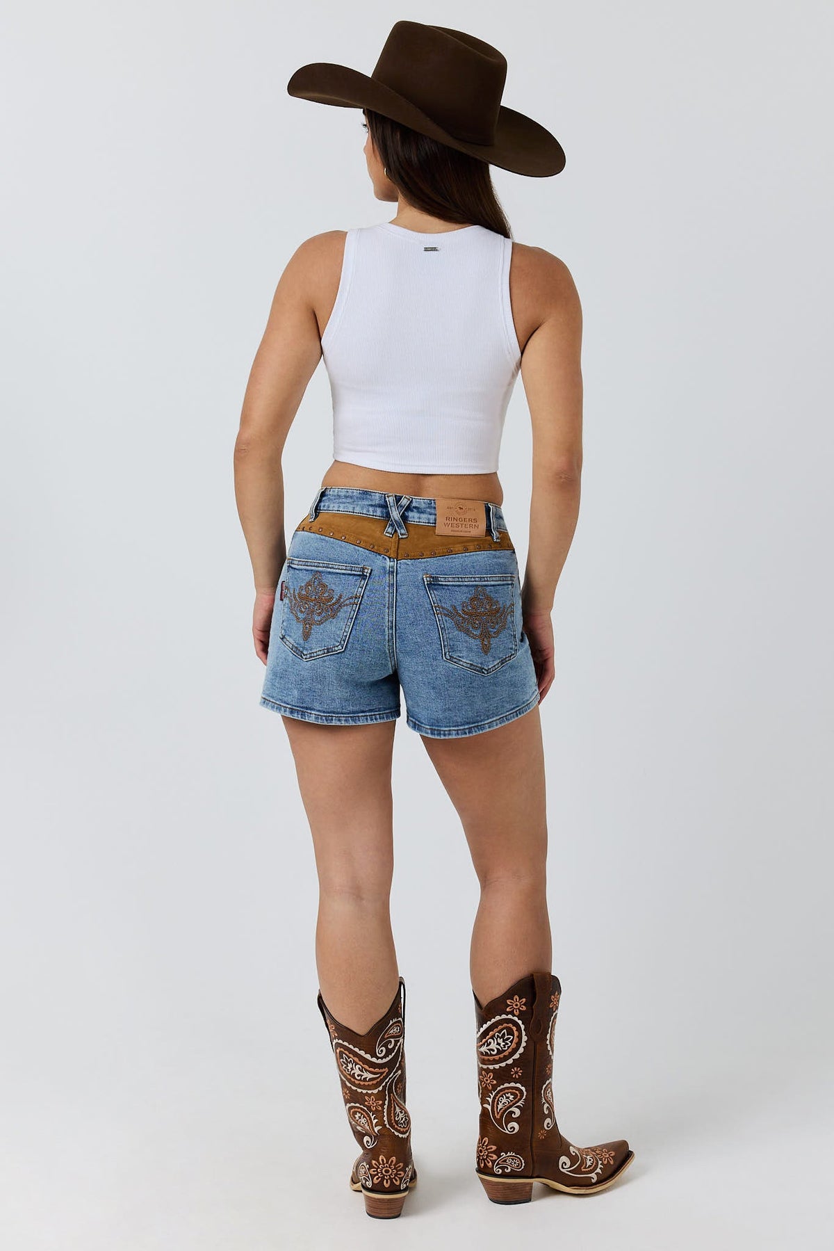 Ringers Western Nashville Womens Faux Suede Trim Short
