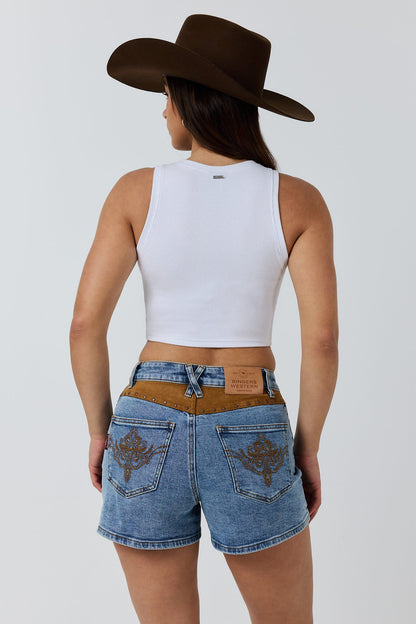 Ringers Western Nashville Womens Faux Suede Trim Short
