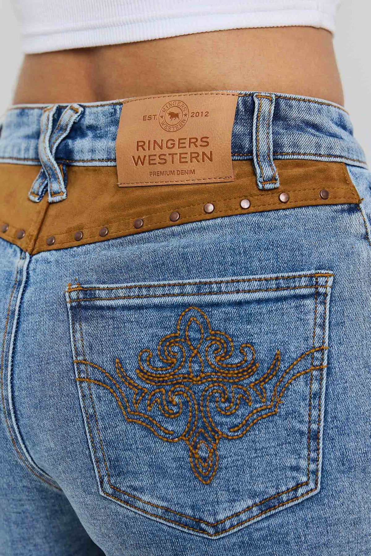 Ringers Western Nashville Womens Faux Suede Trim Short